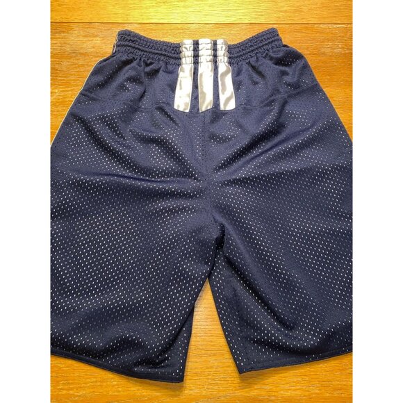 Adidas Navy Blue Mesh Basketball Shorts With Drawstring Waist & Stripes - Picture 4 of 4